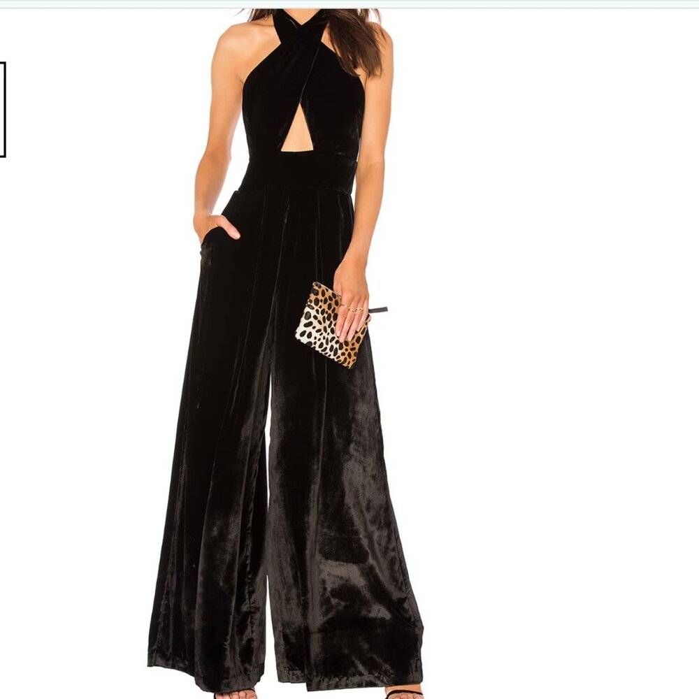 Milly Black Halter Jumpsuit with Wide-Leg Design Size 10